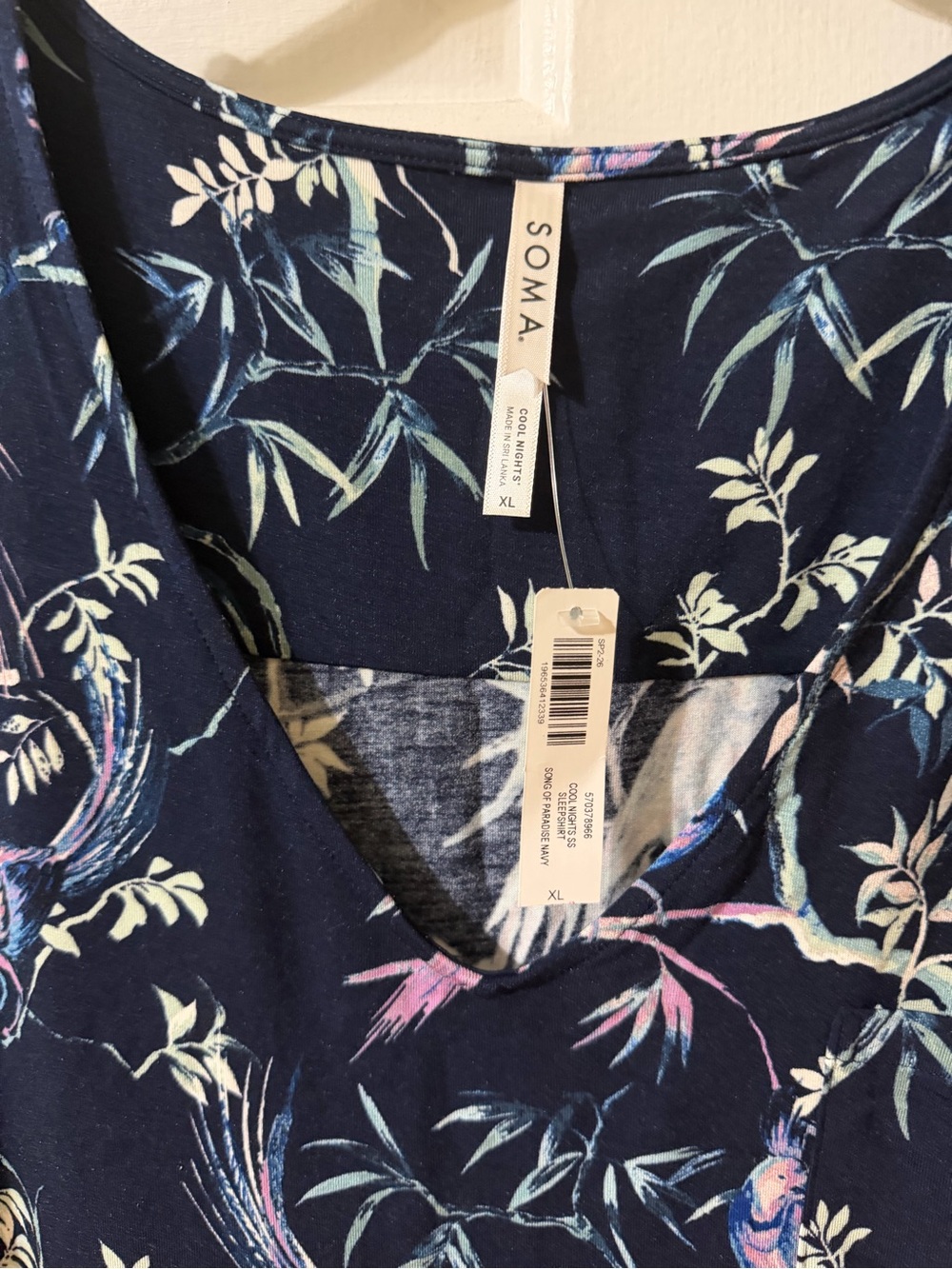 Soma Navy Blue Floral & Bird Printed Nightgown - Picture 2 of 5